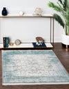 Rustic Charm Revival Collection Area Rug -  Pastoral Square Light Blue  lifestyle 24