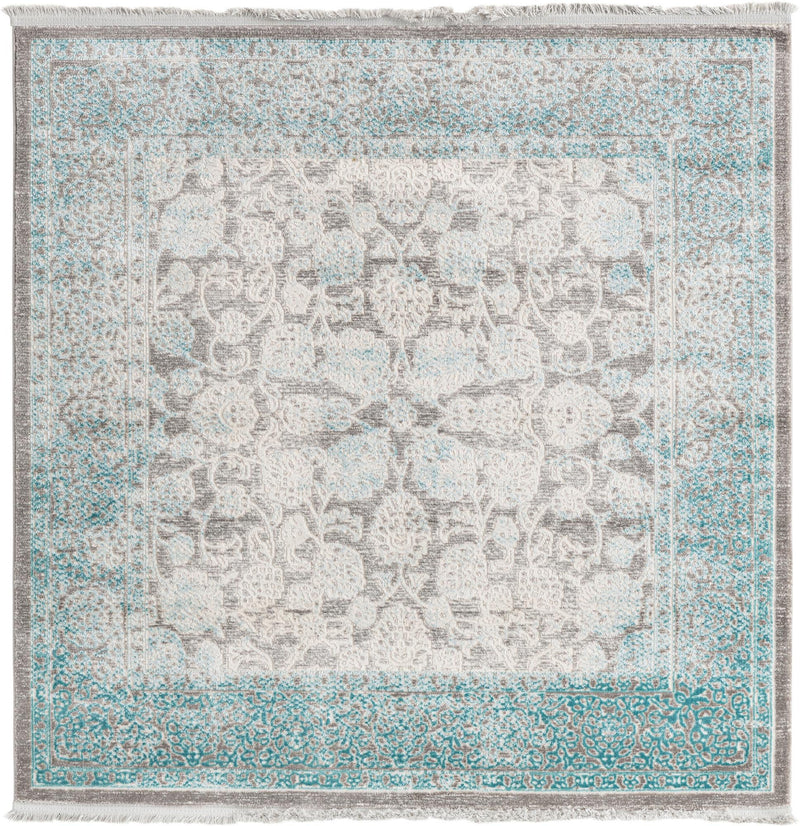 Rustic Charm Revival Collection Area Rug -  Pastoral Square Light Blue  lifestyle 17