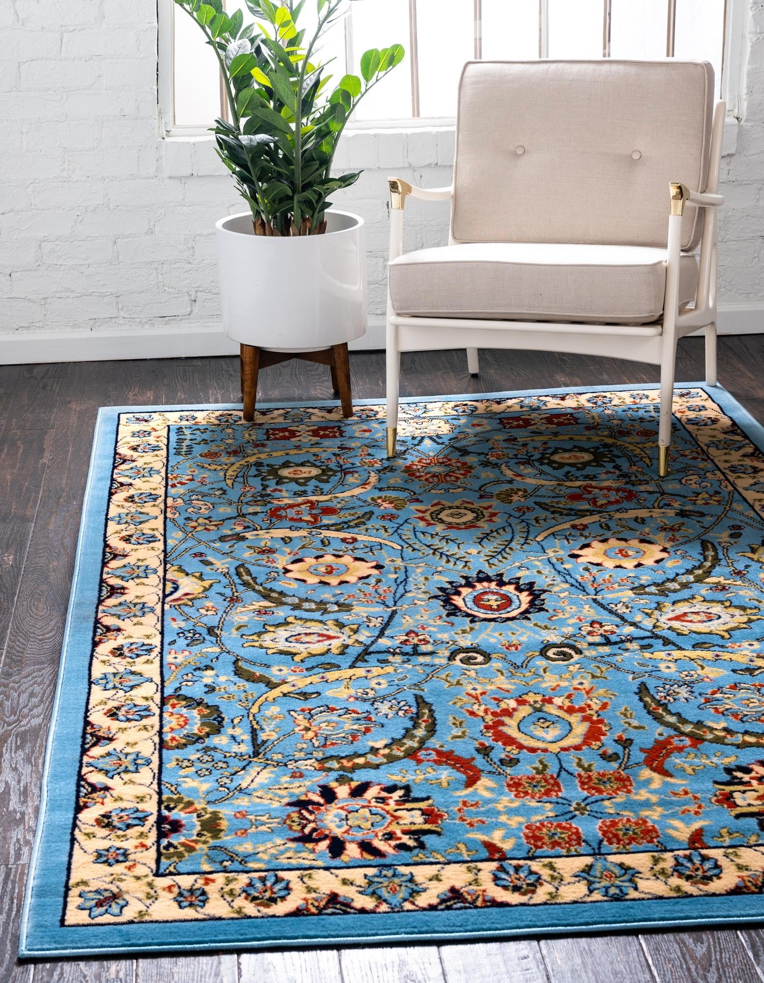 Tabriz Tapestry Collection Area Rug - Sahand (Blue)