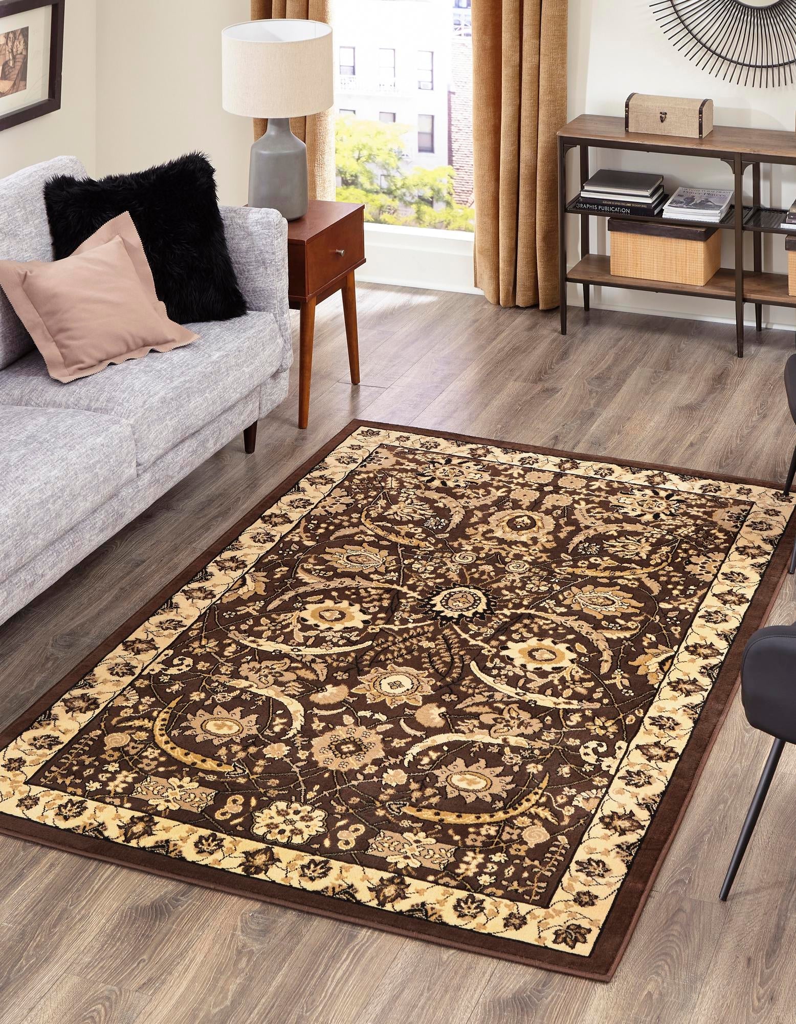 Tabriz Tapestry Collection Area Rug - Sahand (Brown)