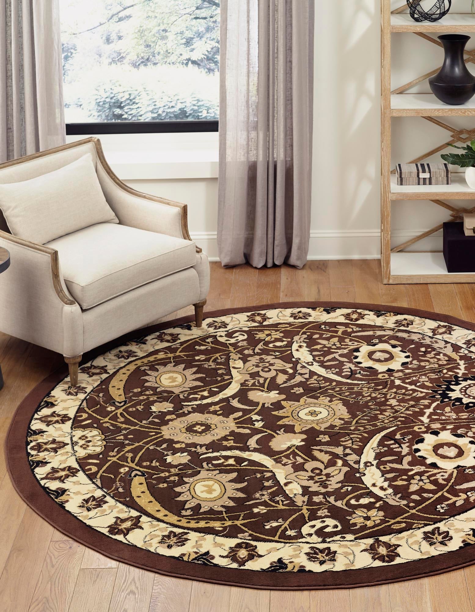 Tabriz Tapestry Collection Area Rug - Sahand (Brown)