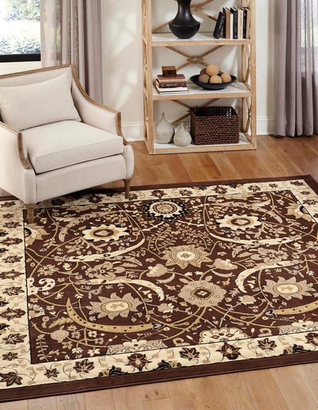 Tabriz Tapestry Collection Area Rug - Sahand (Brown)