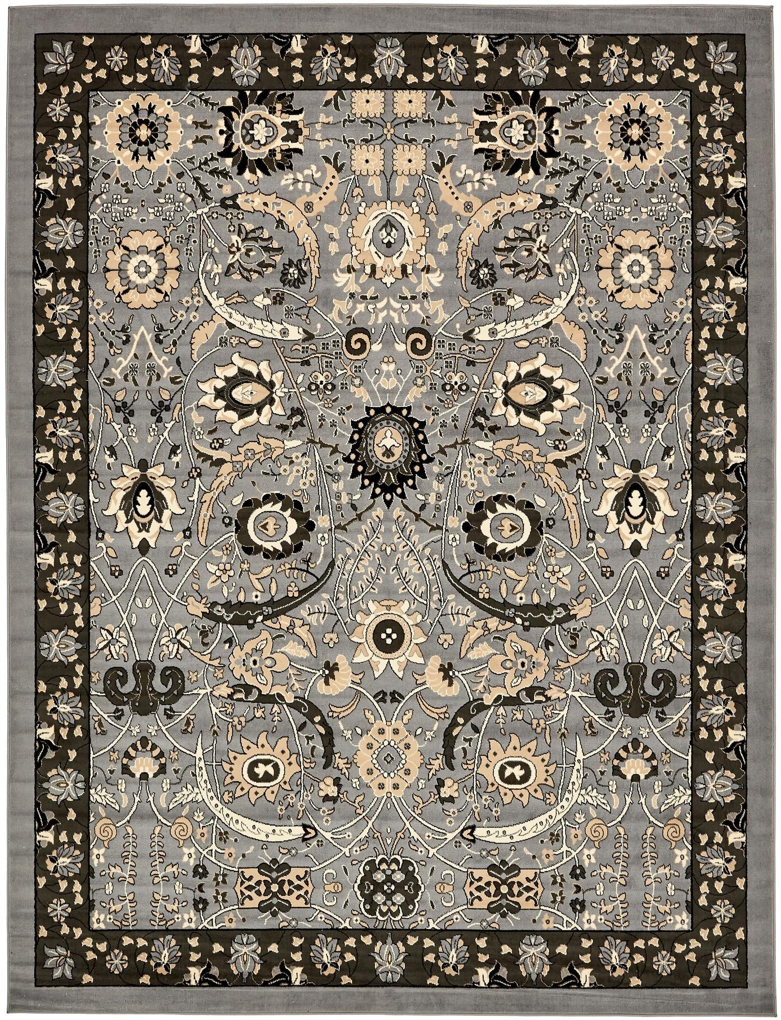 Tabriz Tapestry Collection Area Rug - Sahand (Dark Gray)