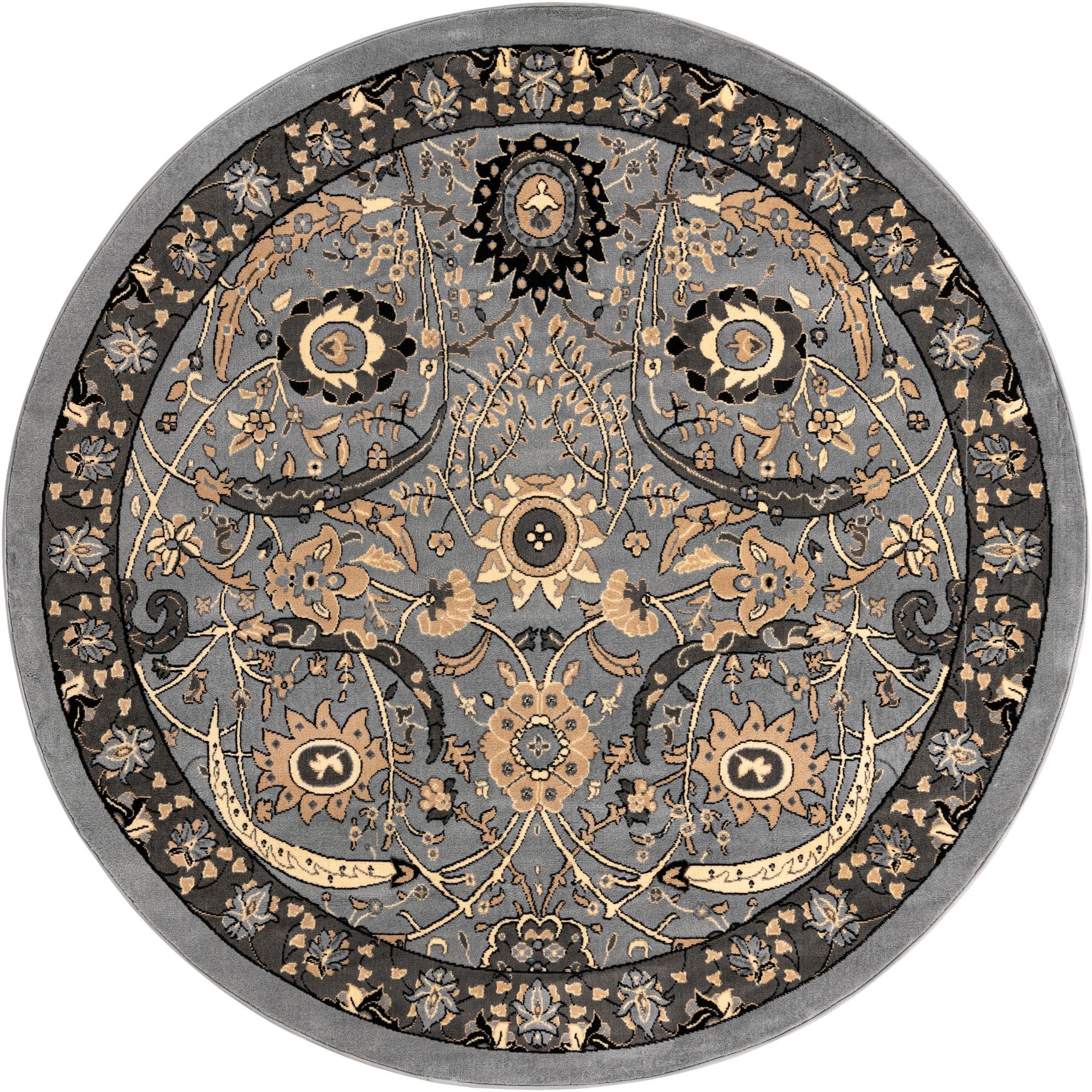 Tabriz Tapestry Collection Area Rug - Sahand (Dark Gray)