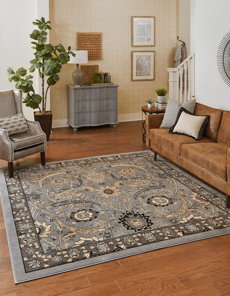 Tabriz Tapestry Collection Area Rug - Sahand (Dark Gray)