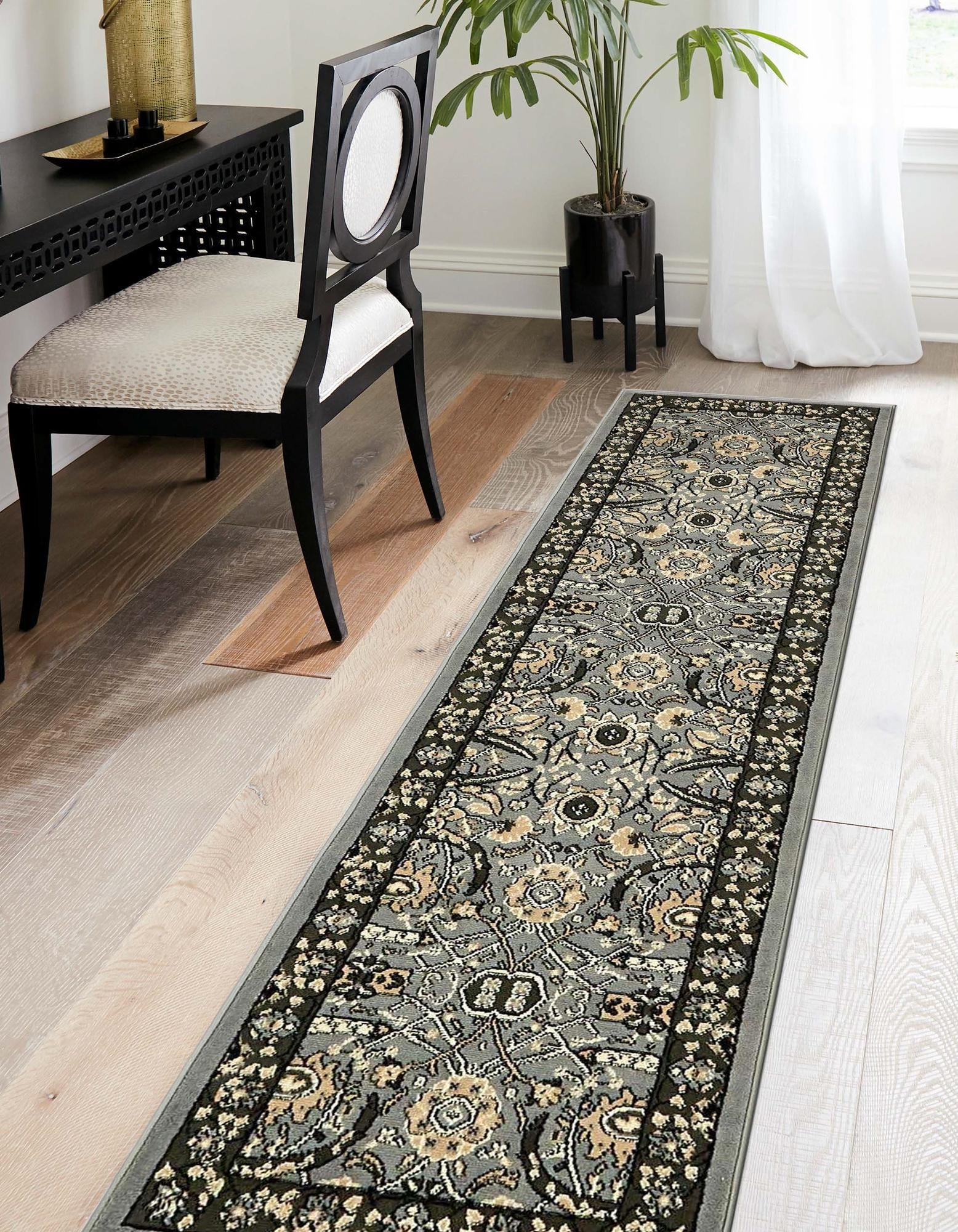 Tabriz Tapestry Collection Area Rug - Sahand (Dark Gray)