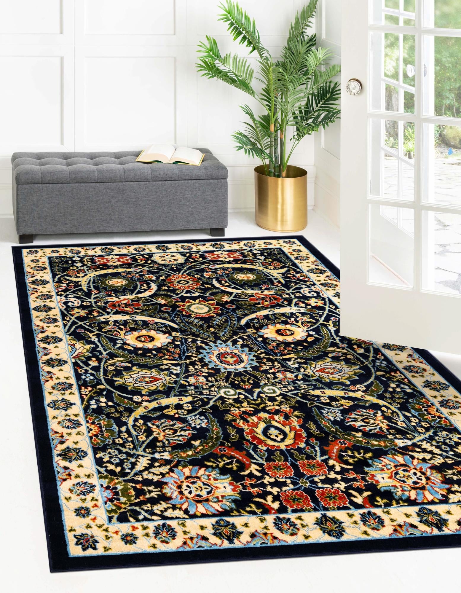 Tabriz Tapestry Collection Area Rug - Sahand (Navy Blue)