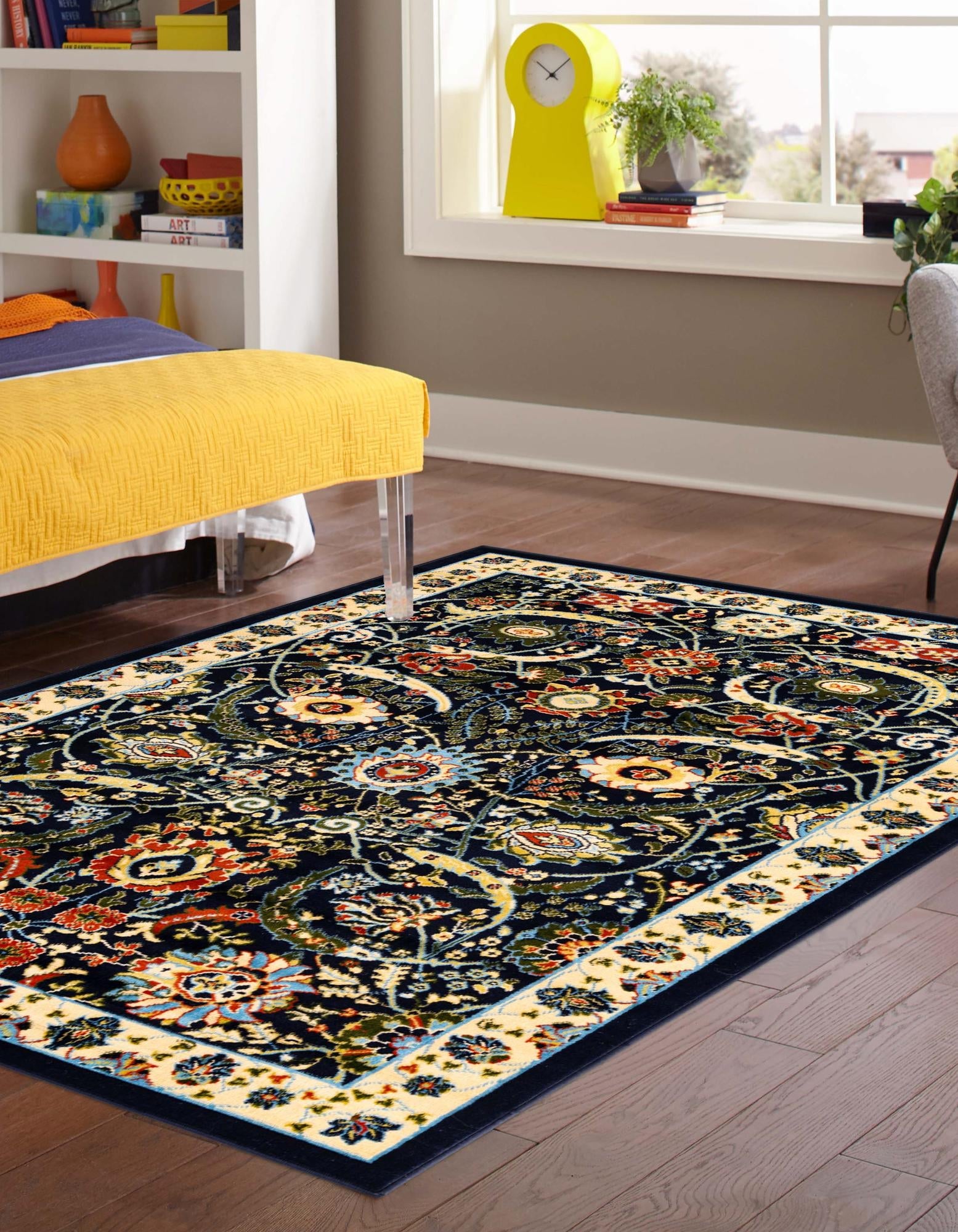 Tabriz Tapestry Collection Area Rug - Sahand (Navy Blue)