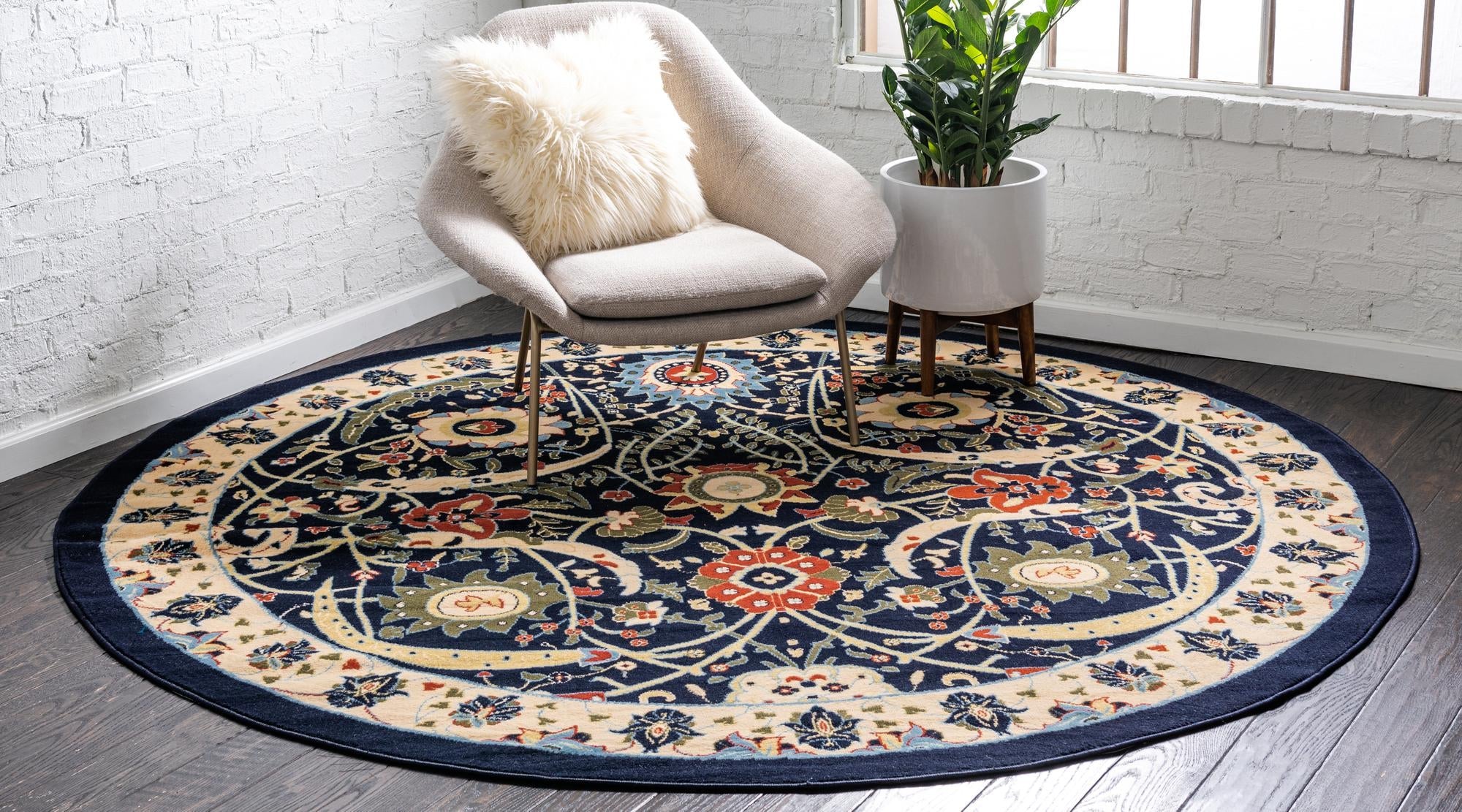 Tabriz Tapestry Collection Area Rug - Sahand (Navy Blue)