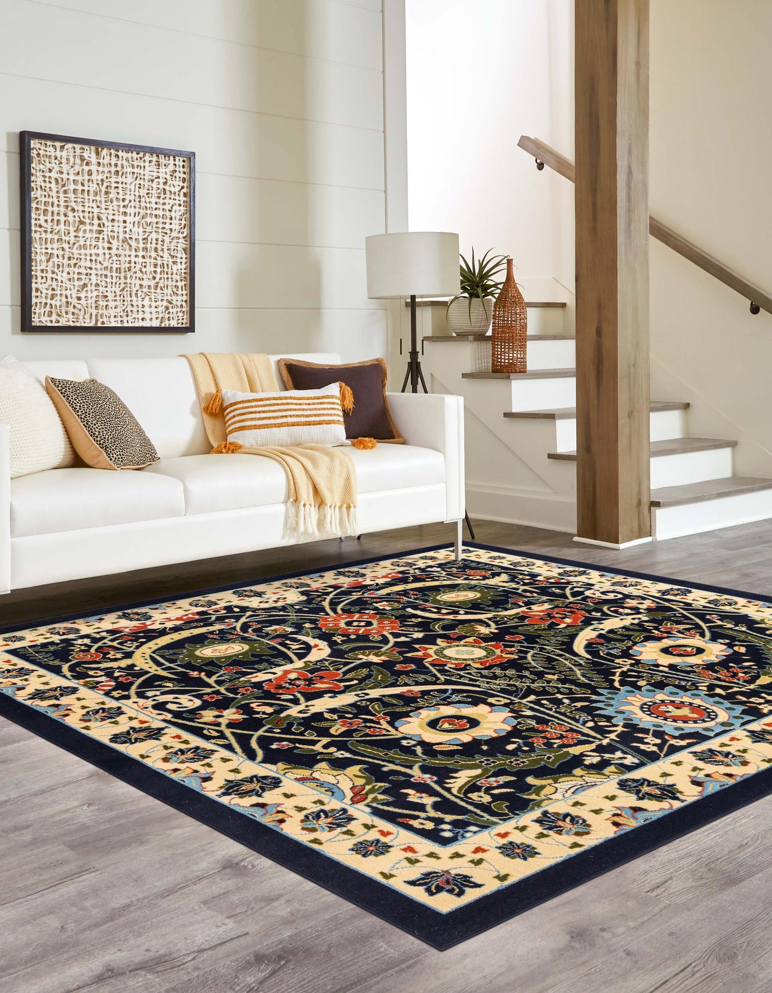 Tabriz Tapestry Collection Area Rug - Sahand (Navy Blue)