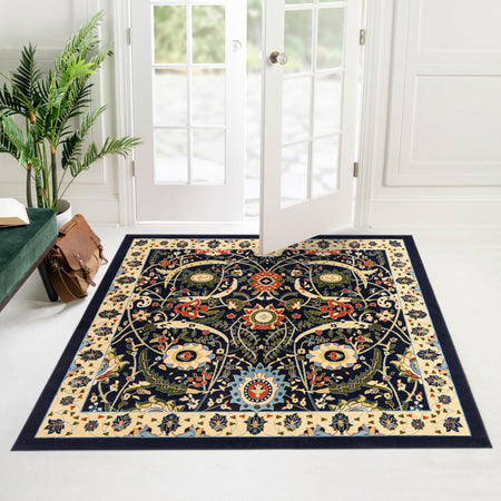 Tabriz Tapestry Collection Area Rug - Sahand (Navy Blue)