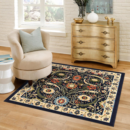 Tabriz Tapestry Collection Area Rug - Sahand (Navy Blue)