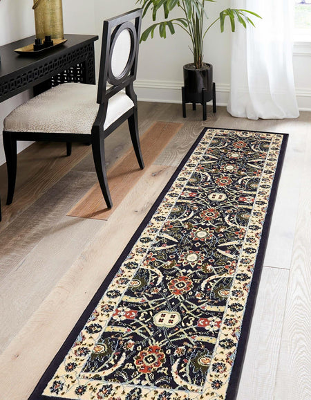 Tabriz Tapestry Collection Area Rug - Sahand (Navy Blue)