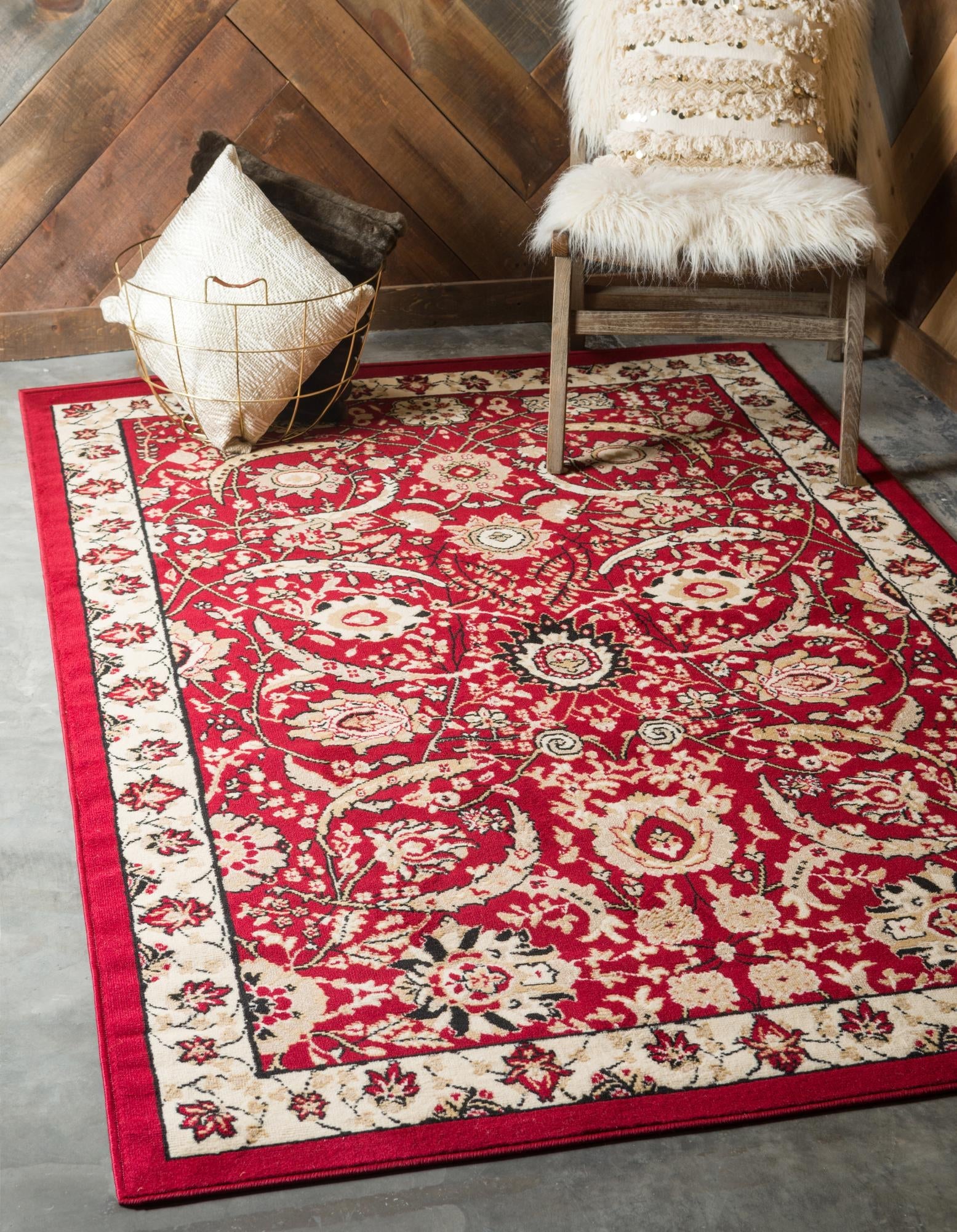 Tabriz Tapestry Collection Area Rug - Sahand (Red)