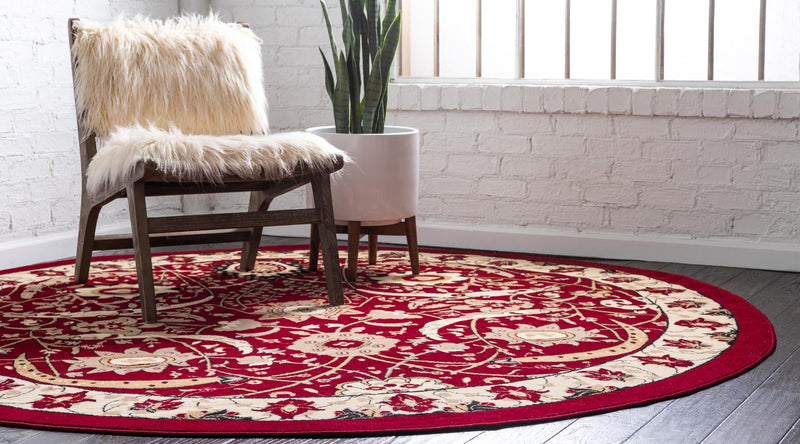 Tabriz Tapestry Collection Area Rug - Sahand (Red) Round Red  lifestyle 16