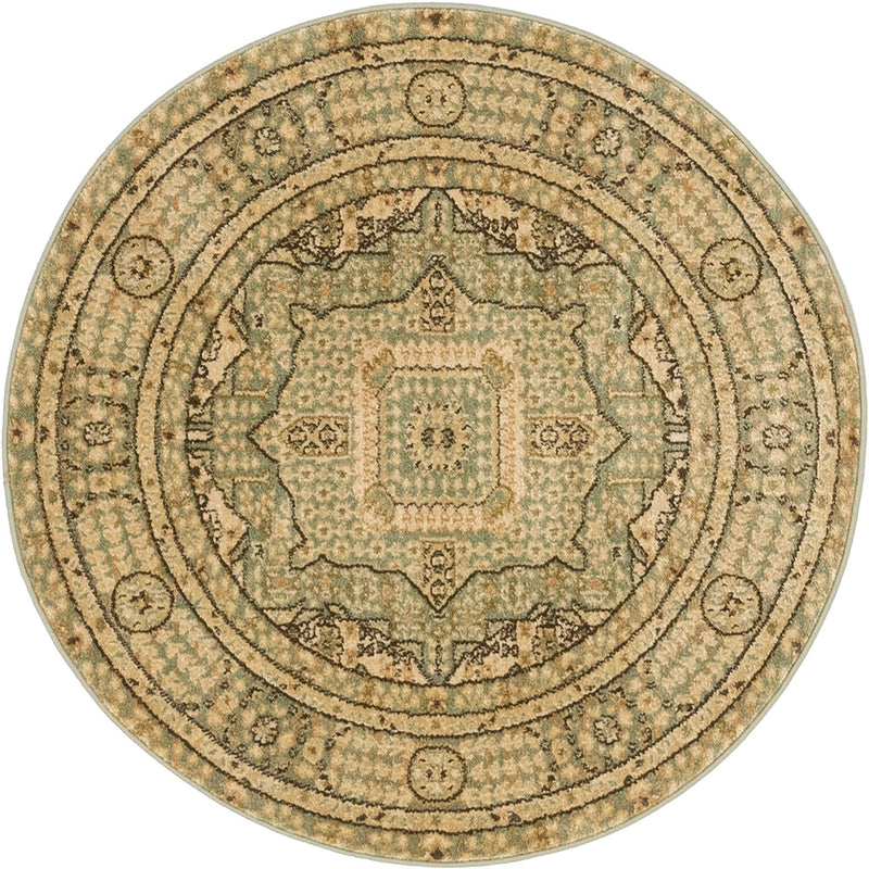 Ottoman Elegance Collection Area Rug - Sultan Round Light Green  lifestyle 35