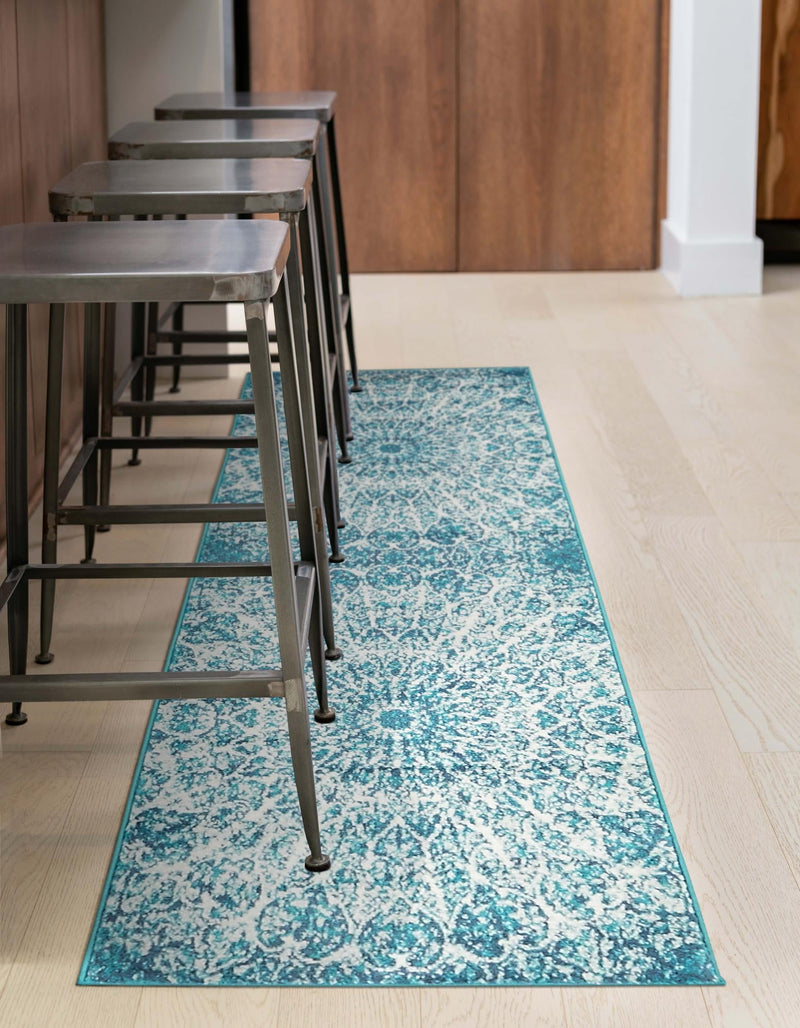 Riviera Elegance Collection Area Rug -  Eze Runner Turquoise  lifestyle 6