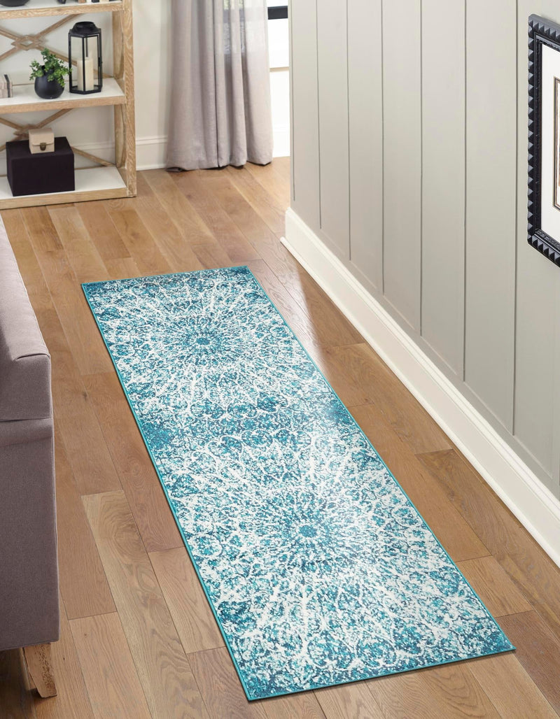 Riviera Elegance Collection Area Rug -  Eze Runner Turquoise  lifestyle 14