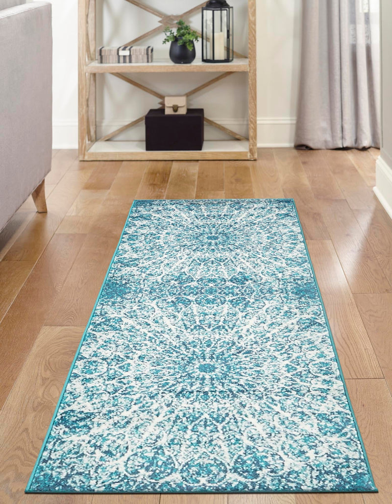 Riviera Elegance Collection Area Rug -  Eze Runner Turquoise  lifestyle 17