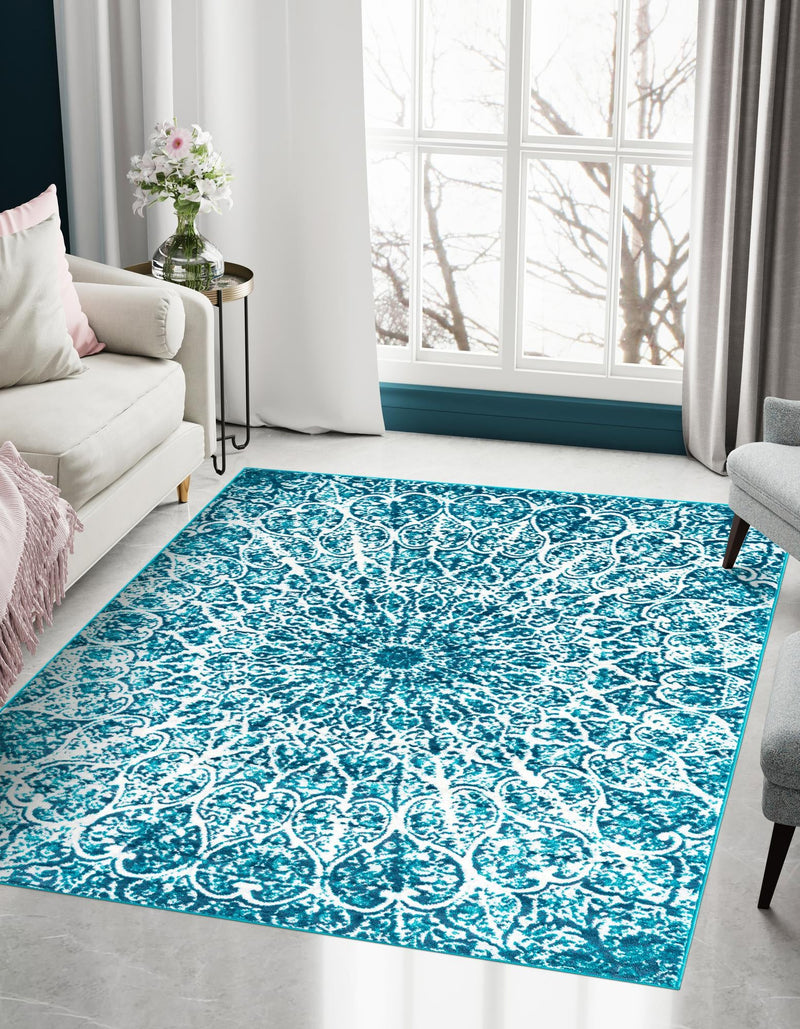 Riviera Elegance Collection Area Rug -  Eze Rectangle Turquoise  lifestyle 16