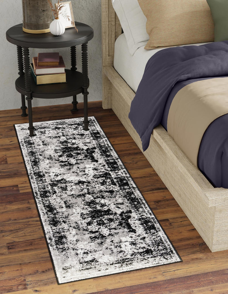 Riviera Elegance Collection Area Rug -  Menton (Black) Runner Black  lifestyle 0