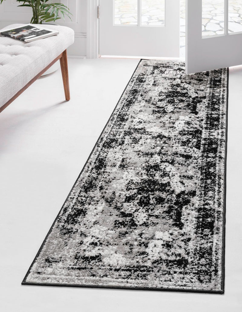 Riviera Elegance Collection Area Rug -  Menton (Black) Runner Black  lifestyle 38