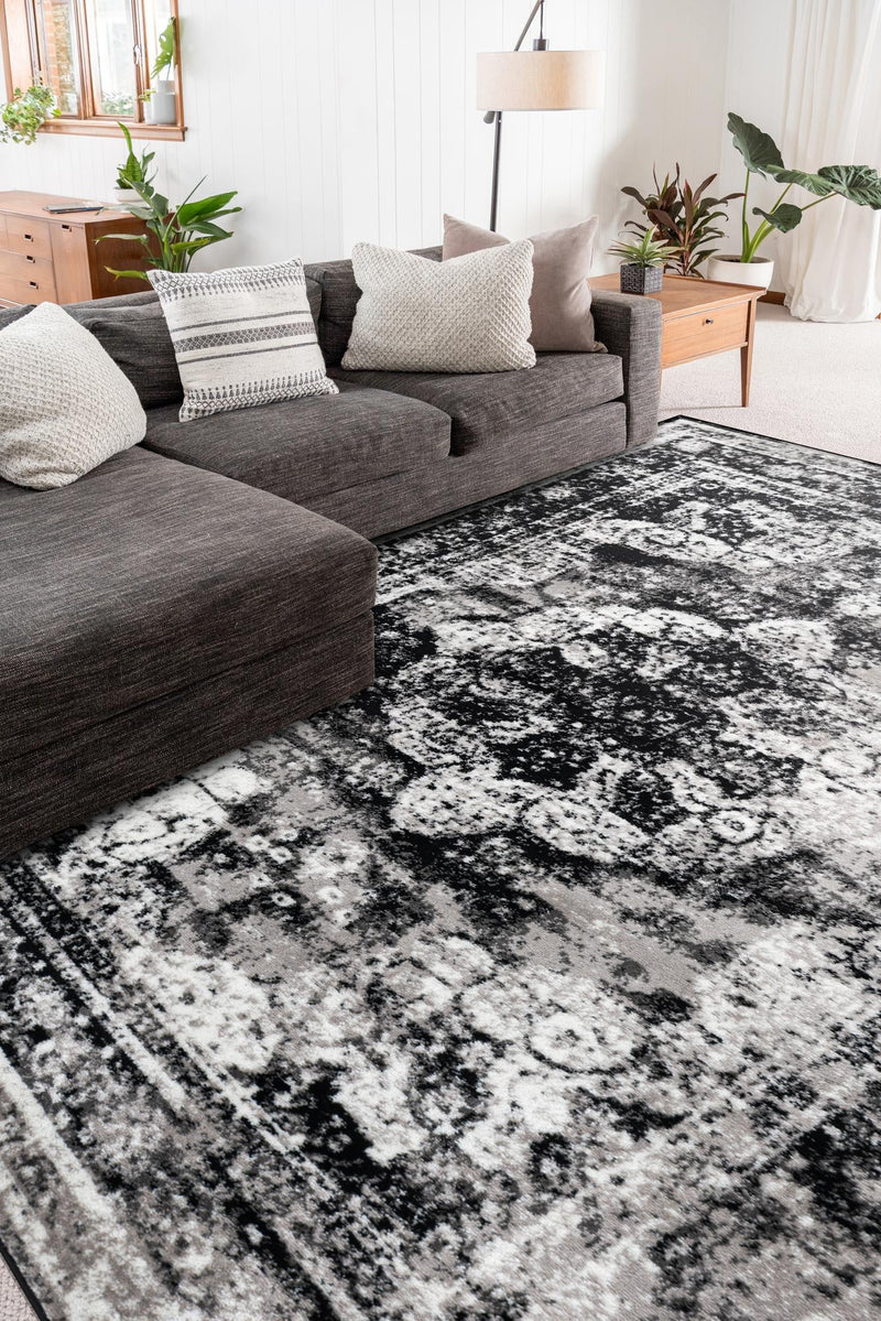 Riviera Elegance Collection Area Rug -  Menton (Black) Rectangle Black  lifestyle 24