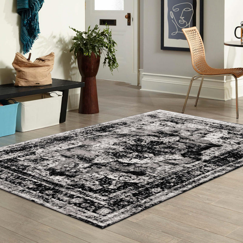 Riviera Elegance Collection Area Rug -  Menton (Black) Rectangle Black  lifestyle 56