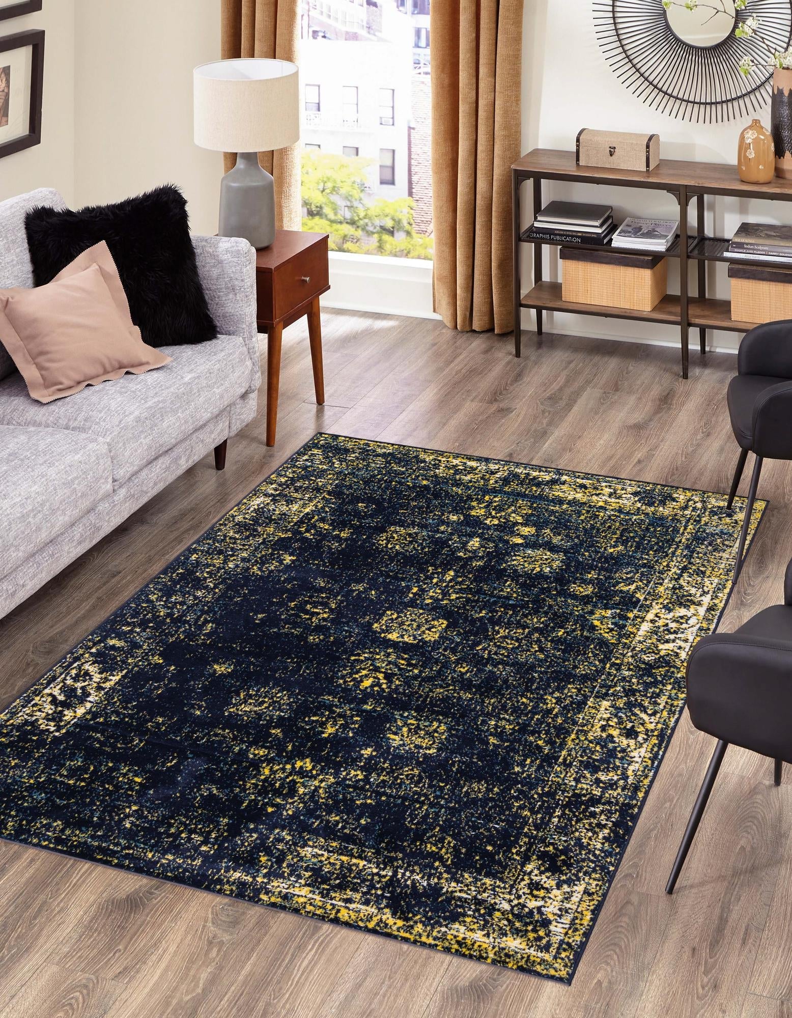 Riviera Elegance Collection Area Rug - Antibes (Navy Blue)