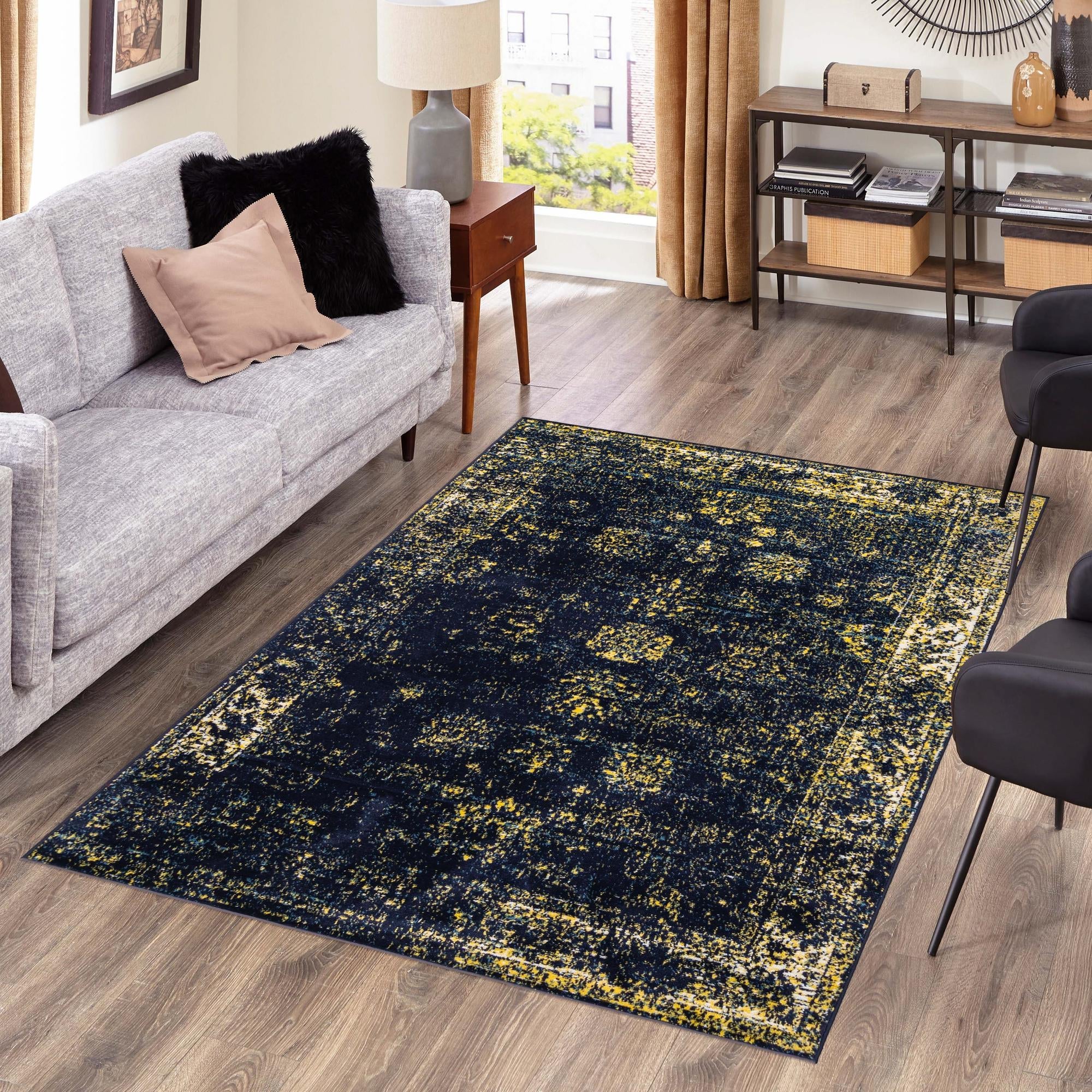 Riviera Elegance Collection Area Rug - Antibes (Navy Blue)