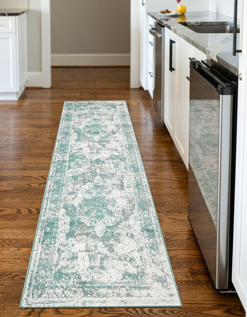 Riviera Elegance Collection Area Rug -  Menton (Turquoise) Runner Turquoise  lifestyle 16