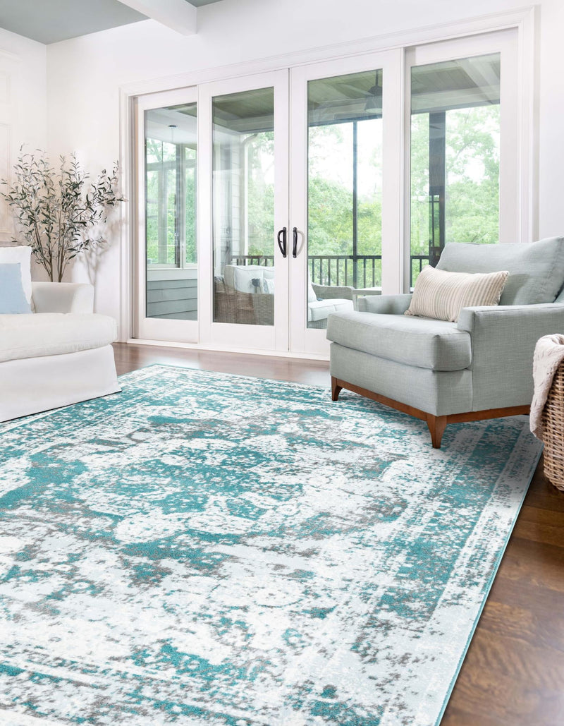 Riviera Elegance Collection Area Rug -  Menton (Turquoise) Rectangle Turquoise  lifestyle 19