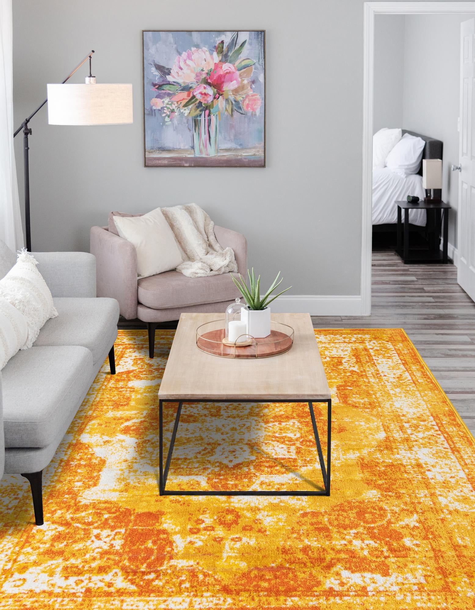 Riviera Elegance Collection Area Rug -  Menton (Orange)