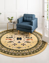 Tabriz Tapestries Collection Area Rug - Azerbaijan (Cream) Round Cream  lifestyle 19