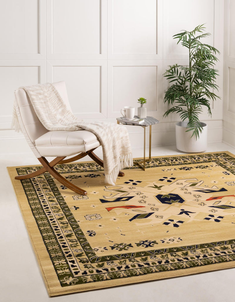 Tabriz Tapestries Collection Area Rug - Azerbaijan (Cream) Square Cream  lifestyle 23