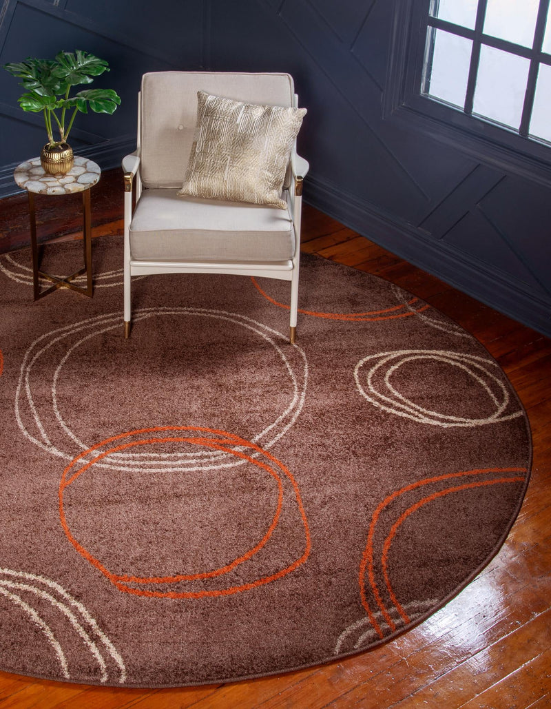 Autumn Meadow Collection Area Rug -  Ferngrove Round Brown  lifestyle 46