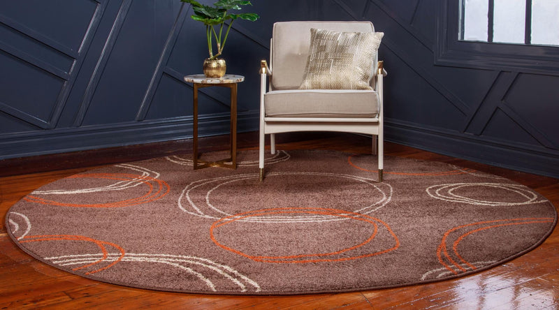 Autumn Meadow Collection Area Rug -  Ferngrove Round Brown  lifestyle 54