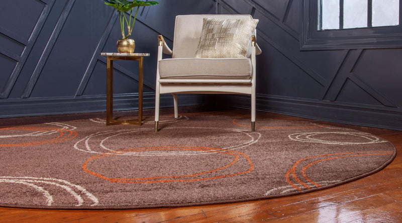 Autumn Meadow Collection Area Rug -  Ferngrove Round Brown  lifestyle 62