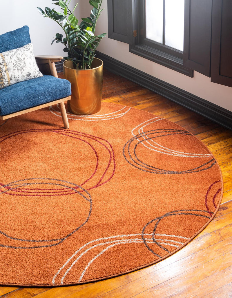 Autumn Meadow Collection Area Rug -  Ferngrove Round Terracotta  lifestyle 48