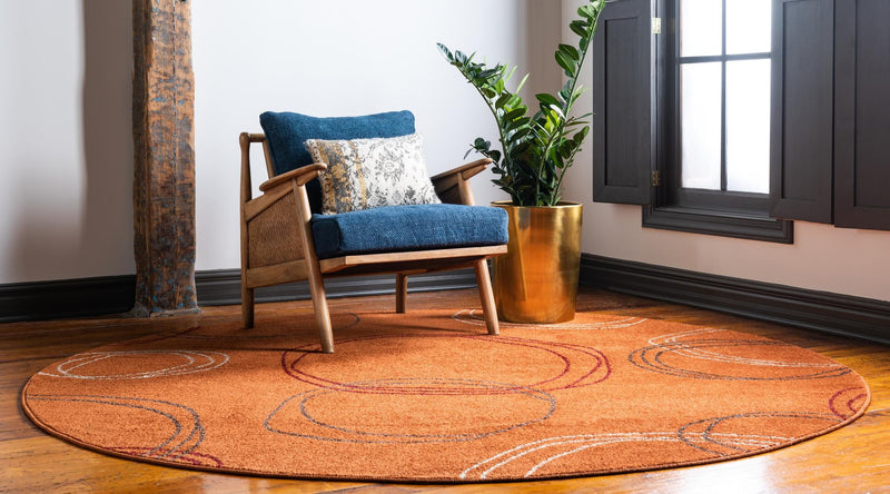 Autumn Meadow Collection Area Rug -  Ferngrove Round Terracotta  lifestyle 56