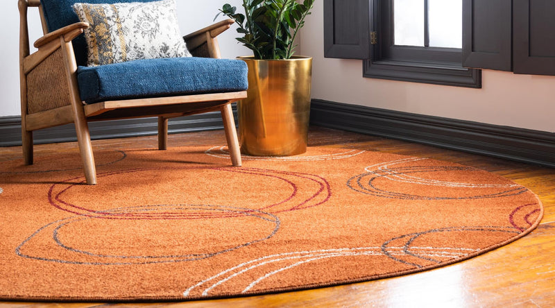 Autumn Meadow Collection Area Rug -  Ferngrove Round Terracotta  lifestyle 64