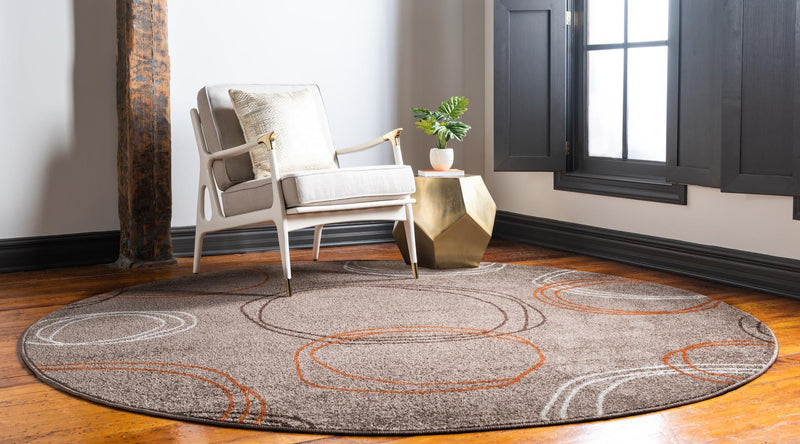 Autumn Meadow Collection Area Rug -  Ferngrove Round Light Brown  lifestyle 39