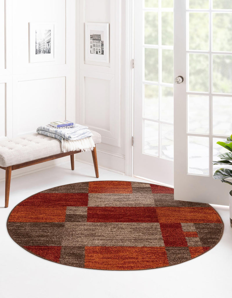 Autumn Meadow Collection Area Rug -  Sycamoreside (Multi) Round Multi  lifestyle 29