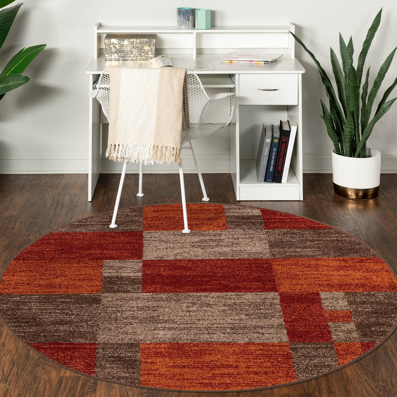 Autumn Meadow Collection Area Rug -  Sycamoreside (Multi) Round Multi  lifestyle 98