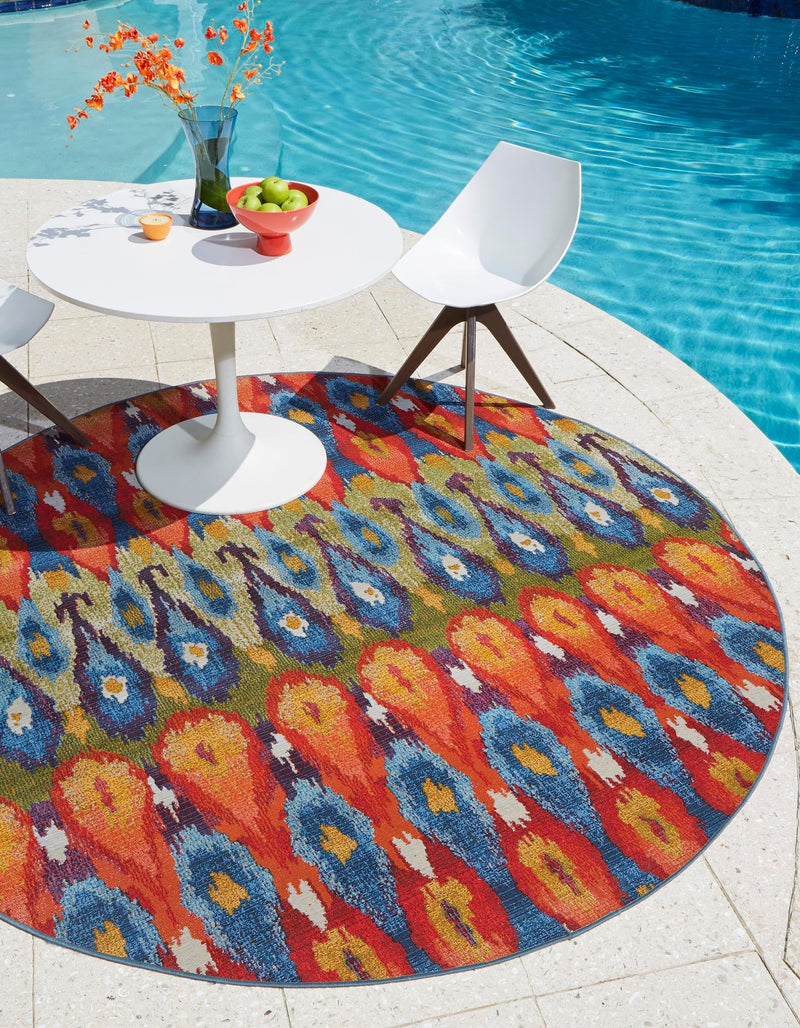 Urban Terrace Collection Area Rug -  Compass Round Multi  lifestyle 24