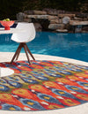 Urban Terrace Collection Area Rug -  Compass Round Multi  lifestyle 29