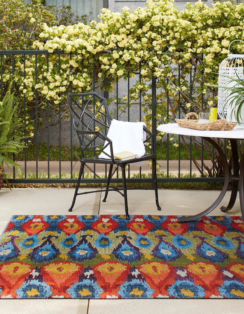 Urban Terrace Collection Area Rug -  Compass Square Multi  lifestyle 30