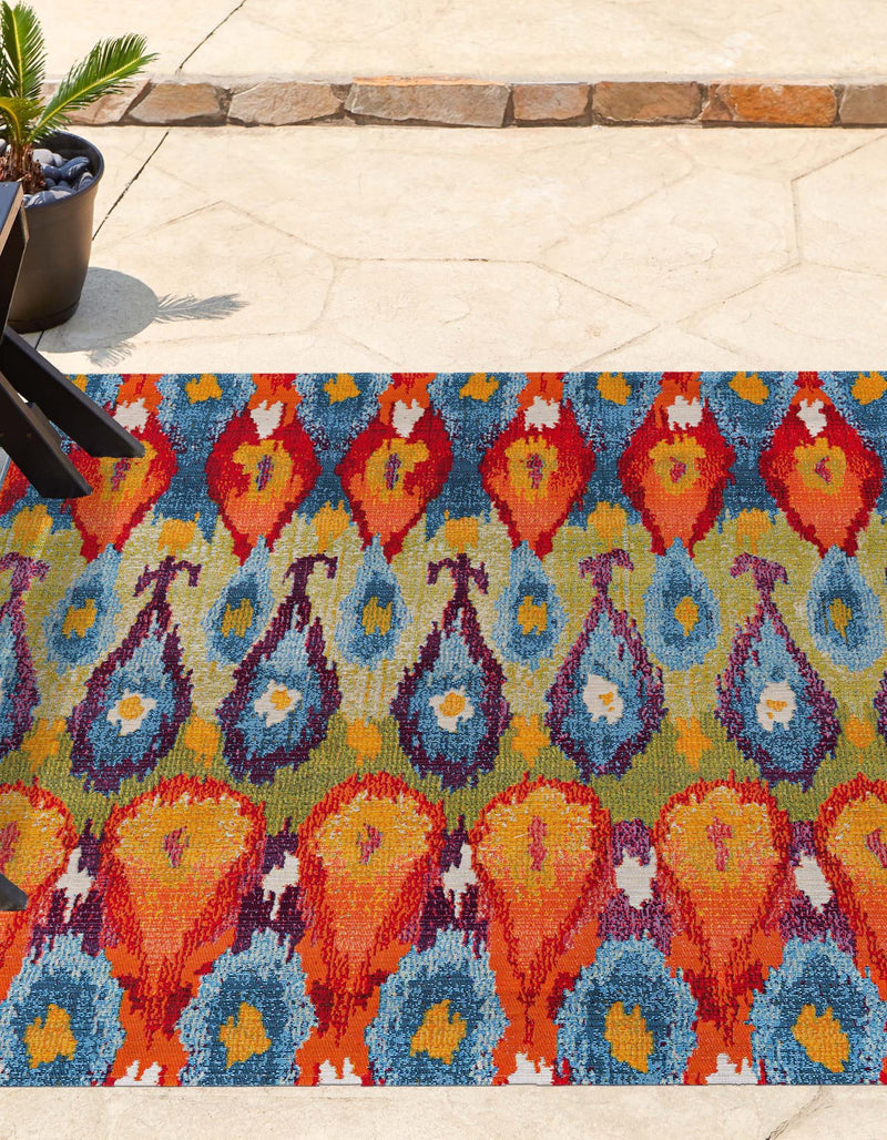 Urban Terrace Collection Area Rug -  Compass Square Multi  lifestyle 36