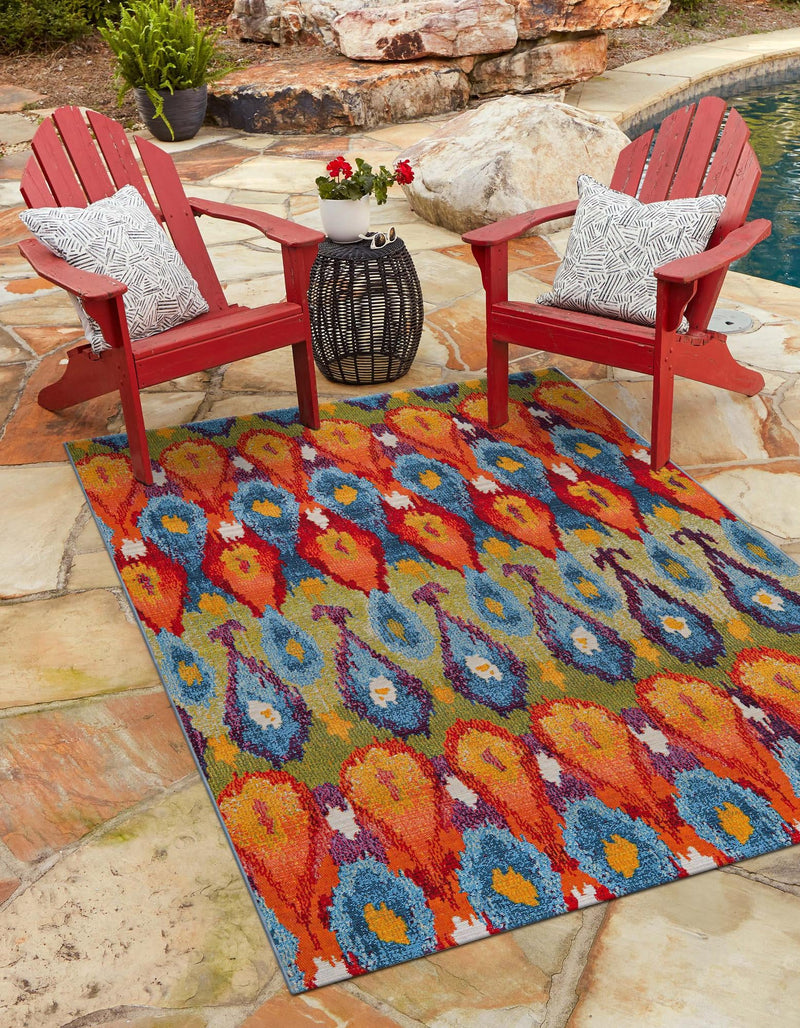 Urban Terrace Collection Area Rug -  Compass Rectangle Multi  lifestyle 5