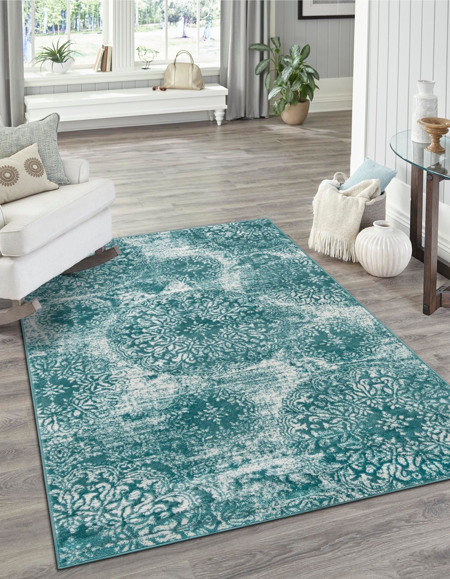 Riviera Elegance Collection Area Rug -  Monaco (Turquoise)